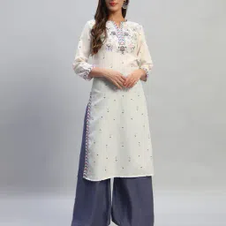 cantabil Floral V-Neck 3/4th Sleeves Casual Kurti image 1