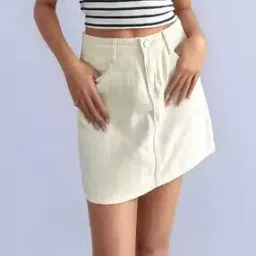 Women Mini A-Line Denim Skirt-image-77
