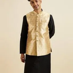 manyavar Men Floral Pattern Nehru Jacket with Button-Closure-picture-15