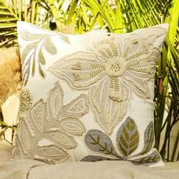 anwyn Cotton Embroidered Zip Closure Square Cushion Cover  image 1