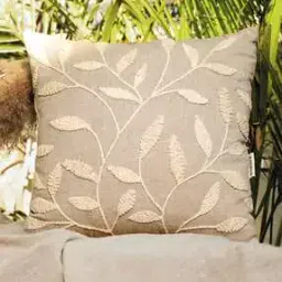 anwyn Cotton Leaf Embroidered Cushion  -picture-46
