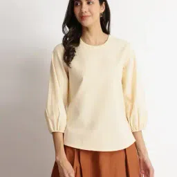 pink fort Women Slim Fit Round-Neck Top image 1