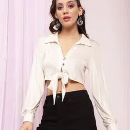 kendall + kylie Crop Shirt with Tie-Up-picture-13