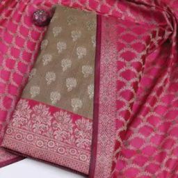 mbz.in by meena bazaar Women Zari Embroidered 3-Piece Unstitched Dress Material  -picture-0