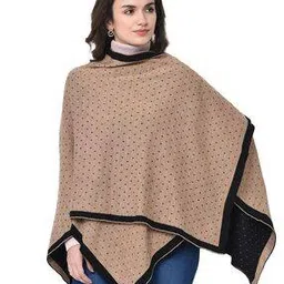 bharatasya Bhsc-071219-021 Polka-Dot Print Reversible Poncho Wrap-picture-20