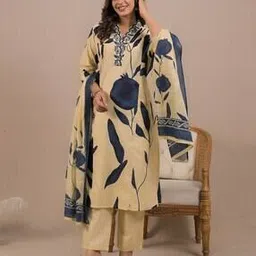 readiprint Women Floral Print Straight Kurta with Pants & Dupatta Set -picture-41