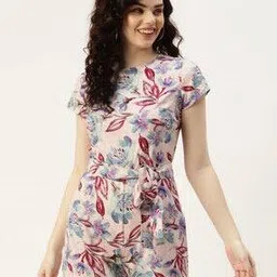 Floral Print Playsuit with Tie-Up-image-33