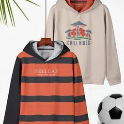 hellcat Pack of 2 Girls Printed Regular Fit Hooded T-Shirts-picture-21