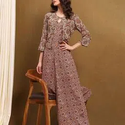 Women Block Print Jumpsuit with Jacket-image-15