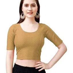 ss sanket synthetics Women Swiss-Dot Round-Neck Slip-On Blouse-picture-16
