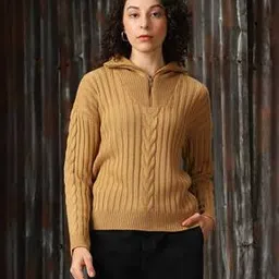 high star Women Turtleneck Pullover with Half-Zip Closure-picture-15