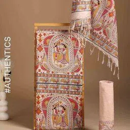 indie picks Madhubani Block Printed Silk Unstitched Dress Material-picture-16