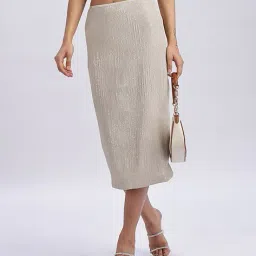 calvin klein jeans Women Ribbed Midi A-Line Skirt image 1