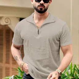 hoodler Men Regular Fit Polo T-Shirt with Zipper image 1