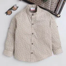 baat cheet Boys Micro Print Regular Fit Cotton Shirt image 1