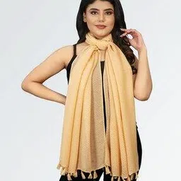 Women Accordion Pattern Scarf with Tassels-image-26