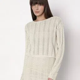 Women Crochet Relaxed Fit Pullover-image-100