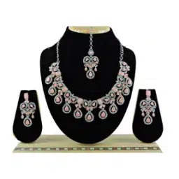 vatsalya Women Silver-Plated Stone-Studded Necklace & Earrings with Mangtika-picture-14