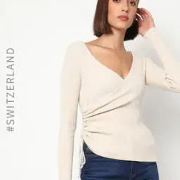 tally weijl Ribbed Pullover with Surplice Neckline-picture-35