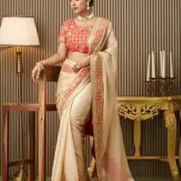 kalista Women Embroidered Saree with Contrast Border-picture-18