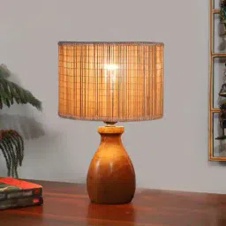 devansh Bamboo Table Lamp with Wood Base image 1