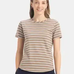 jockey Women Striped Relaxed Fit Round-Neck T-Shirt-picture-23
