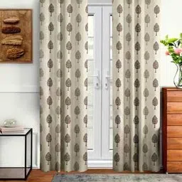 cortina eyelet curtain Set of 2 Tree Printed Long Door Curtains-picture-30