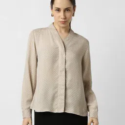 van heusen Women Regular Fit Printed Shirt with Kimono Collar image 1