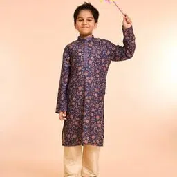 manyavar Boy Floral Print Kurta & Pyjamas Set-picture-52