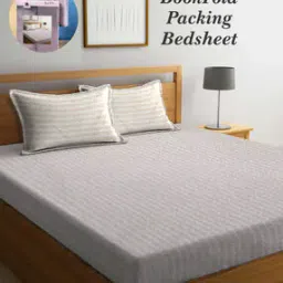 arrabi Chevron Print King Size Bedsheet with Pillow Covers-picture-13