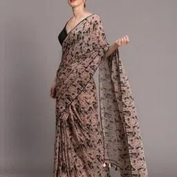 suta Graphic Print Cotton Saree with Tassels-picture-24