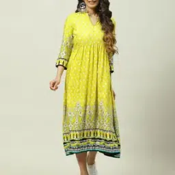 biba Women Yarn Dyed Print Fit & Flare Dress-picture-14