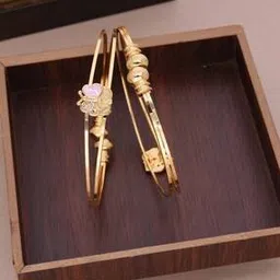 brado jewellery Women Set of 2 Gold-Plated Stone-Studded Bangles-picture-49