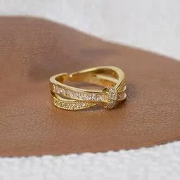 jewels galaxy Women Gold-Plated Stone-Studded Adjustable Ring-picture-47