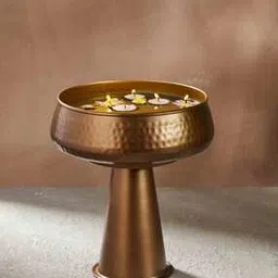 fabindia Metal Hammered Urli with Stand-picture-48
