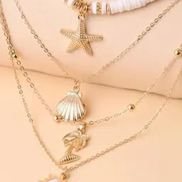 oomph Women Sea Shell Multi Layer Design Necklace-picture-48