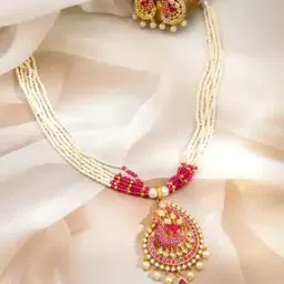rubans Women Gold-Plated Multi-Stranded Necklace & Earrings Set-picture-42
