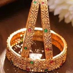 rubans Women Set of 4 Gold-Plated Stone-Studded Bangles-picture-25