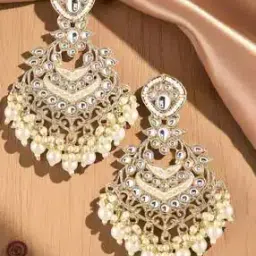 fabula Women Gold-Plated Stone-Studded Drop Earrings-picture-38