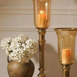 pure home and living Golder Hammered Tall Glass Hurricane -picture-28