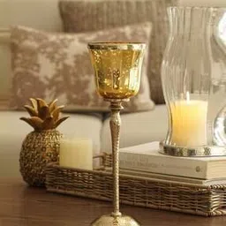 pure home and living Gold Glass Hurricane With Hammered Base-picture-10