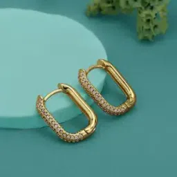 carlton london Women Gold-Plated Stone-Studded Hoop Earrings-picture-23