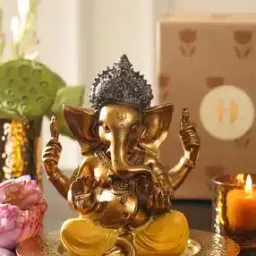 Antique Gold Polyresin Sitting Ganesha-image-62