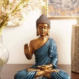  Antique Gold Polyresin Sitting Buddha -image-23