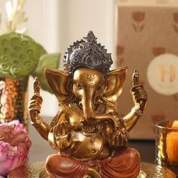 pure home and living Antique Gold Polyresin Sitting Ganesha -picture-27
