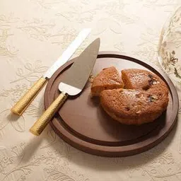 pure home and living Set of 2 Gold Hammered Cake Server-picture-14