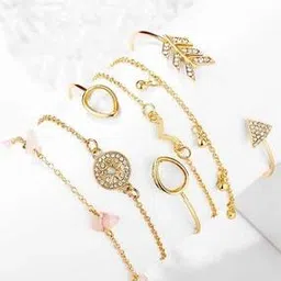 youbella Women Set of 6 Gold-Plated Stone-Studded Link Bracelets-picture-35