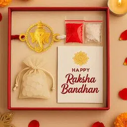 gold hartz Men Sterling Silver Gold-Plated Ganesh Rakhi-picture-52
