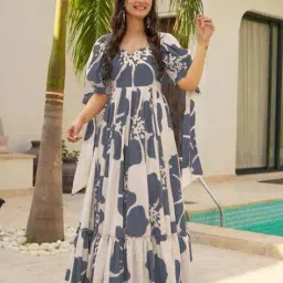 vishva creation Women Floral Print Gown Dress image 1