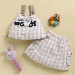 kidzello Girls Striped Skirt with Top Set-picture-23